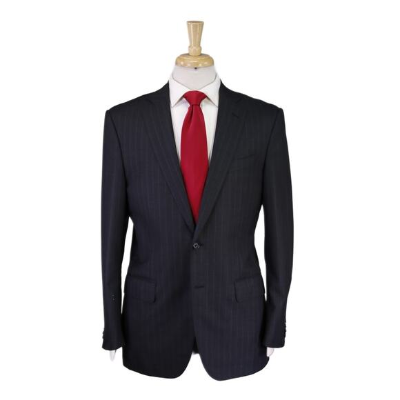 Trussini Gray Pinstripe 2-Btn Wool Suit Made in Italy Recent 40R - Picture 1 of 12